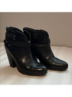 Rag & Bone Black Leather Minimalist Heeled Bikercore Booties